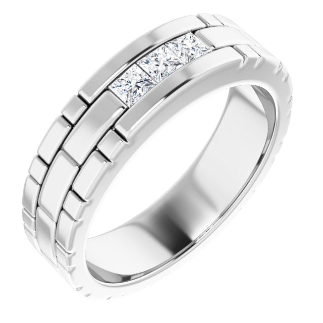 14K White Gold 3/8 CTW Natural Diamond Band
