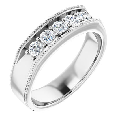 5/8 CTW Natural Diamond Milgrain Band