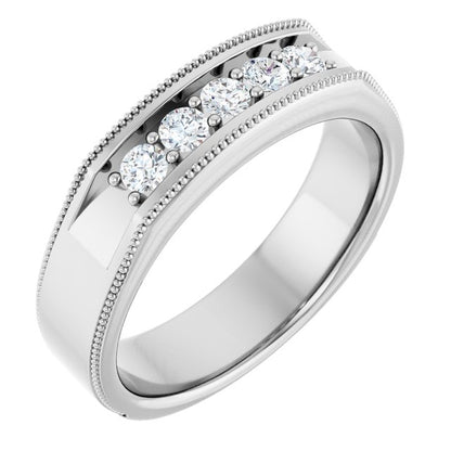 3/8 CTW Natural Diamond Milgrain Band