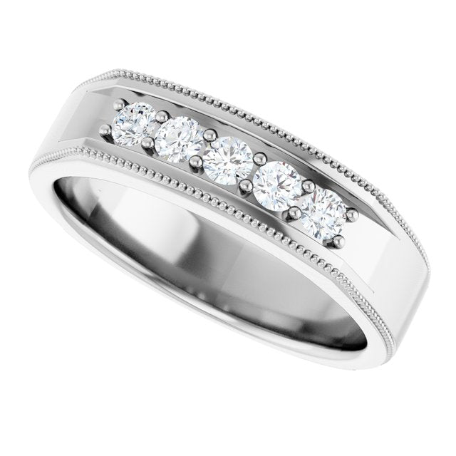 3/8 CTW Natural Diamond Milgrain Band