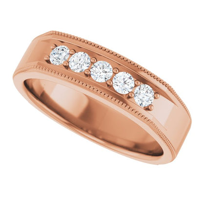 3/8 CTW Natural Diamond Milgrain Band