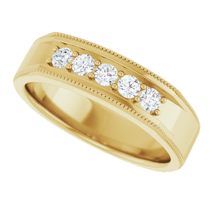 3/8 CTW Natural Diamond Milgrain Band