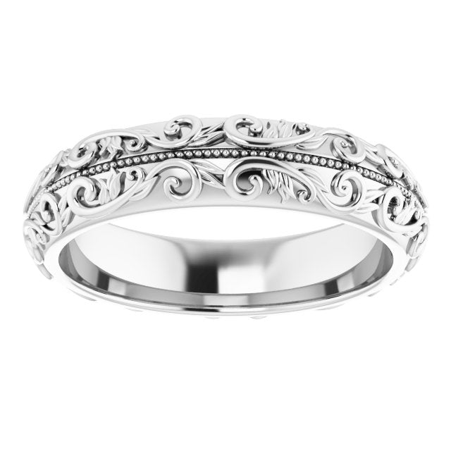 Milgrain Sculptural Half Round Band