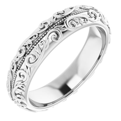 Milgrain Sculptural Half Round Band