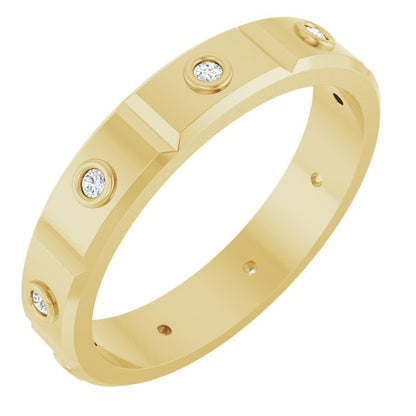1/10 CTW Mens Natural Diamond Band, 4.5 mm, Bezel-Set Beveled-Edge Geometric