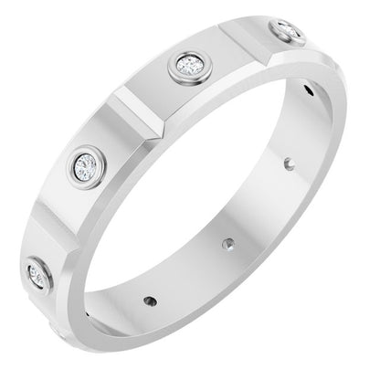 1/10 CTW Mens Natural Diamond Band, 4.5 mm, Bezel-Set Beveled-Edge Geometric