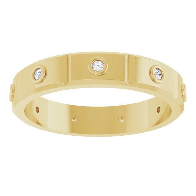 1/10 CTW Mens Natural Diamond Band, 4.5 mm, Bezel-Set Beveled-Edge Geometric