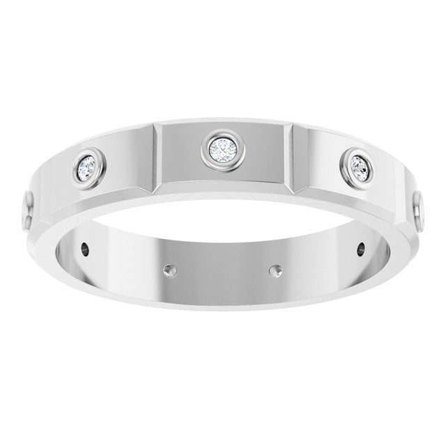1/10 CTW Mens Natural Diamond Band, 4.5 mm, Bezel-Set Beveled-Edge Geometric
