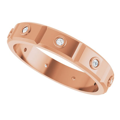 1/8 CTW Mens Natural Diamond Band, 4.5 mm, Bezel-Set Beveled-Edge Geometric