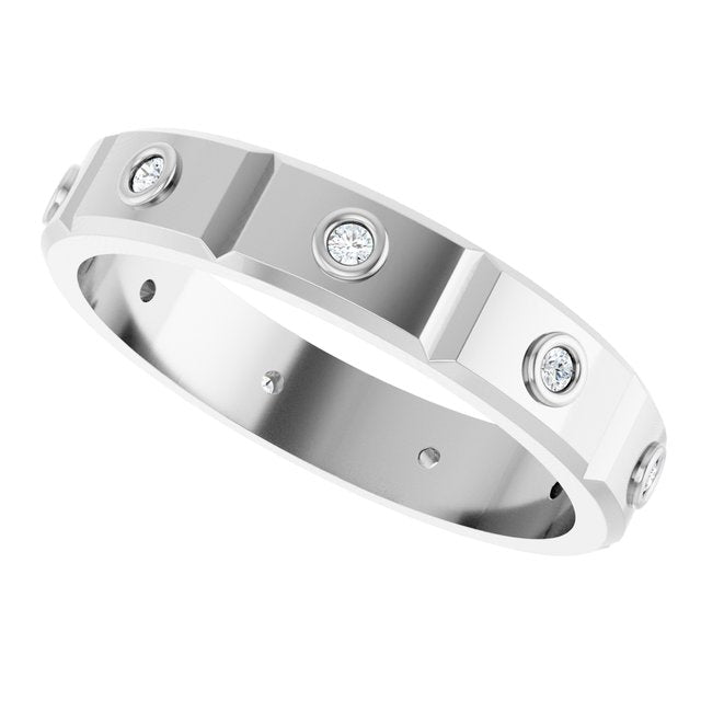 1/8 CTW Mens Natural Diamond Band, 4.5 mm, Bezel-Set Beveled-Edge Geometric
