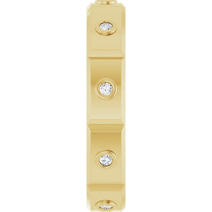 1/8 CTW Mens Natural Diamond Band, 4.5 mm, Bezel-Set Beveled-Edge Geometric