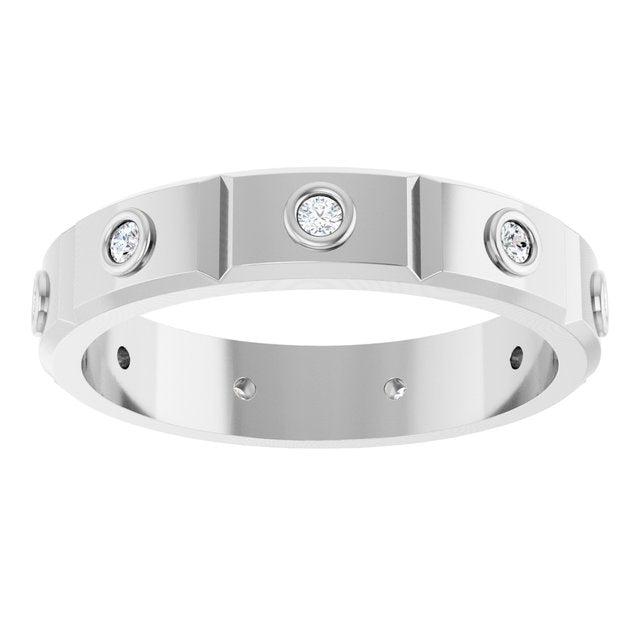 1/6 CTW Mens Natural Diamond Band, 4.8 mm, Bezel-Set Beveled-Edge Geometric
