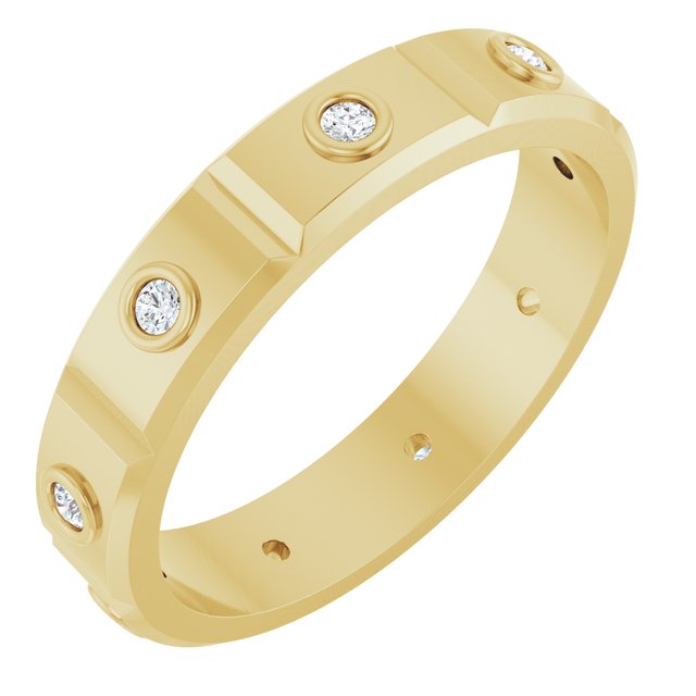 1/6 CTW Mens Natural Diamond Band, 4.8 mm, Bezel-Set Beveled-Edge Geometric