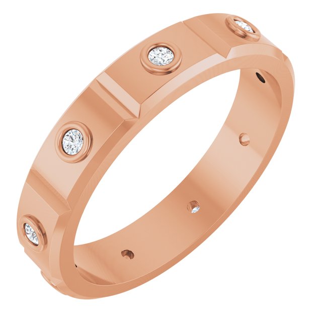 1/6 CTW Mens Natural Diamond Band, 4.8 mm, Bezel-Set Beveled-Edge Geometric