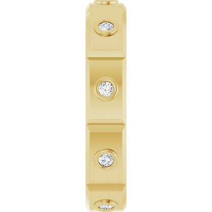 1/6 CTW Mens Natural Diamond Band, 4.8 mm, Bezel-Set Beveled-Edge Geometric