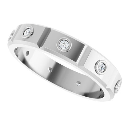 1/6 CTW Mens Natural Diamond Band, 4.8 mm, Bezel-Set Beveled-Edge Geometric