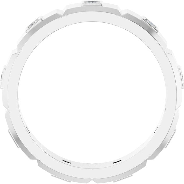 14K White Gold 3/8 CTW Mens Natural Diamond Band