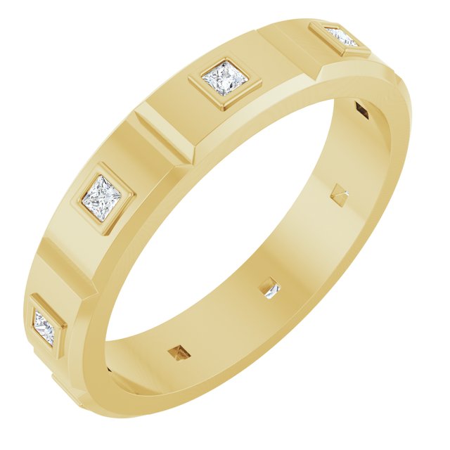 1/6 CTW Mens Natural Diamond Band, 4.8 mm, Bezel-Set Beveled-Edge Geometric