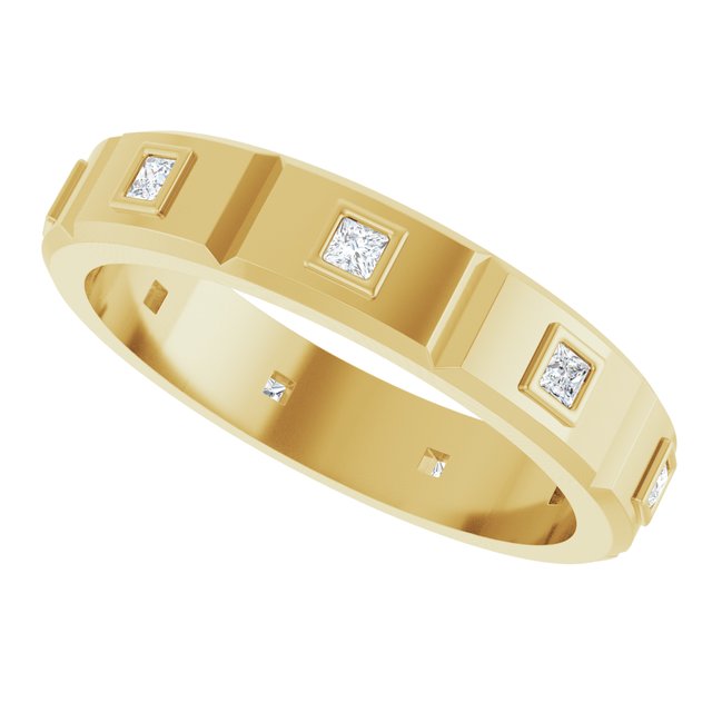 1/6 CTW Mens Natural Diamond Band, 4.8 mm, Bezel-Set Beveled-Edge Geometric