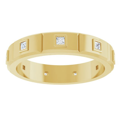 1/6 CTW Mens Natural Diamond Band, 4.8 mm, Bezel-Set Beveled-Edge Geometric