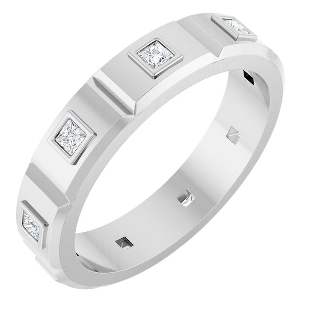 14K White Gold 3/8 CTW Mens Natural Diamond Band