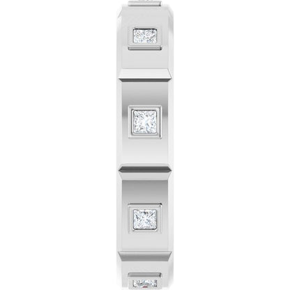 14K White Gold 3/8 CTW Mens Natural Diamond Band