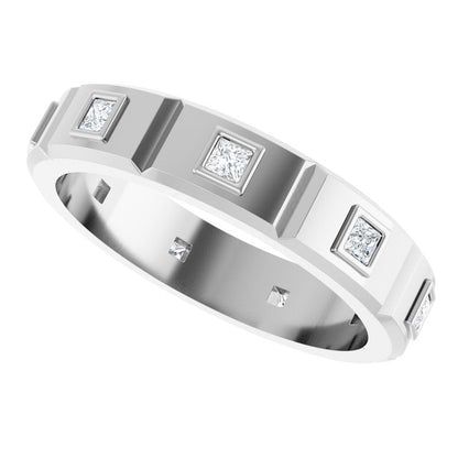 14K White Gold 3/8 CTW Mens Natural Diamond Band
