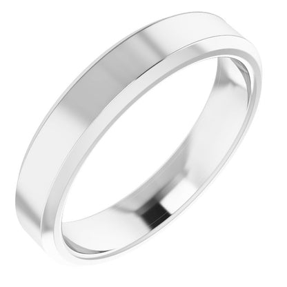 Beveled-Edge Comfort-Fit Flat Band, 4 mm