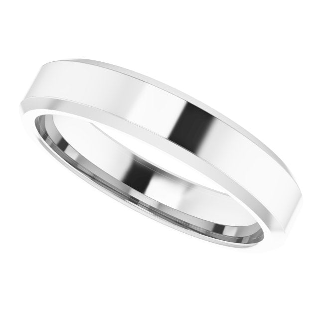 Beveled-Edge Comfort-Fit Flat Band, 4 mm