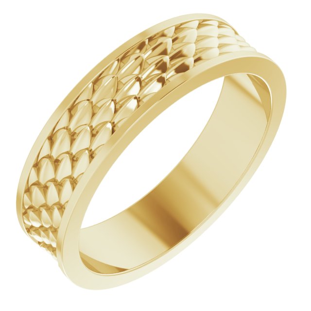 14K Yellow Gold Scale Patterned Band