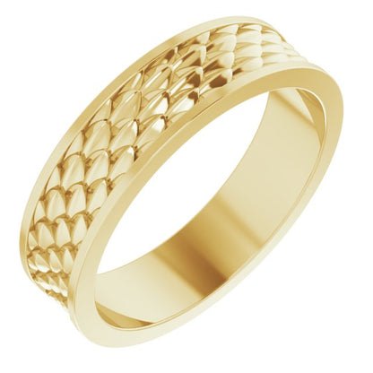 14K Yellow Gold Scale Patterned Band