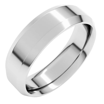 Sterling Silver Beveled-Edge Comfort-Fit Flat Band