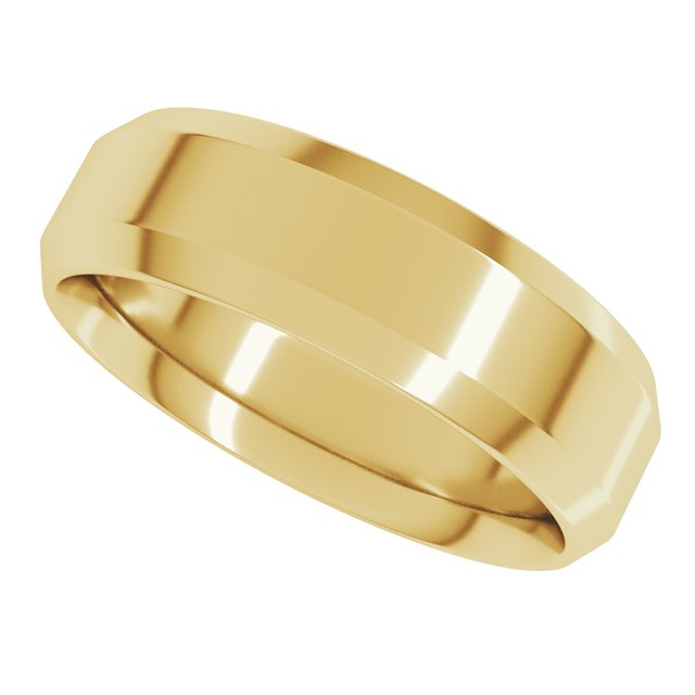 Beveled-Edge Comfort-Fit Flat Band, 7 mm