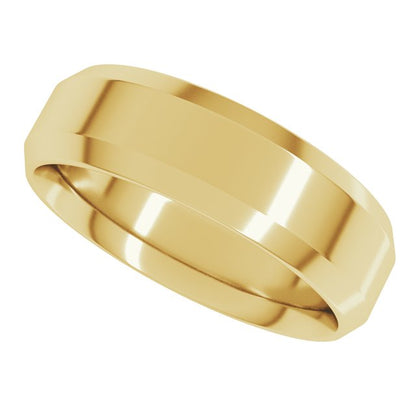 Beveled-Edge Comfort-Fit Flat Band, 7 mm