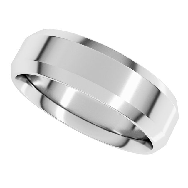 Sterling Silver Beveled-Edge Comfort-Fit Flat Band
