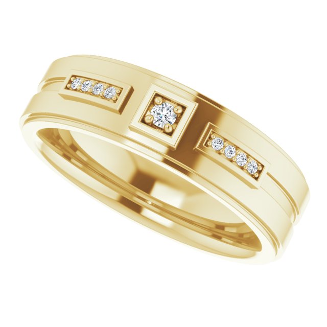 14K Yellow Gold .06 CTW Natural Diamond Mens Band