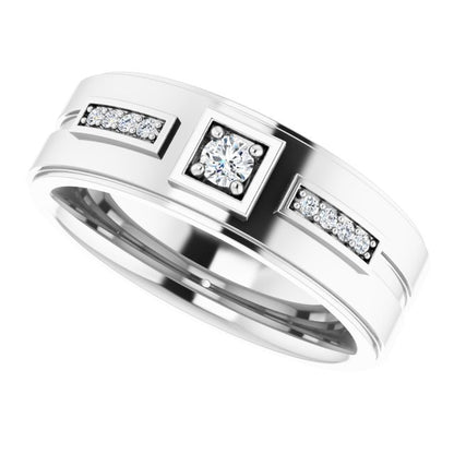 1/6 CTW Natural Diamond Mens Band, 7.39 mm