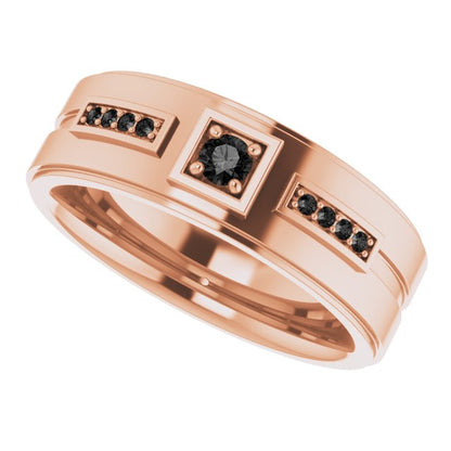 14K Rose Gold 1/5 CTW Natural Black Diamond Band