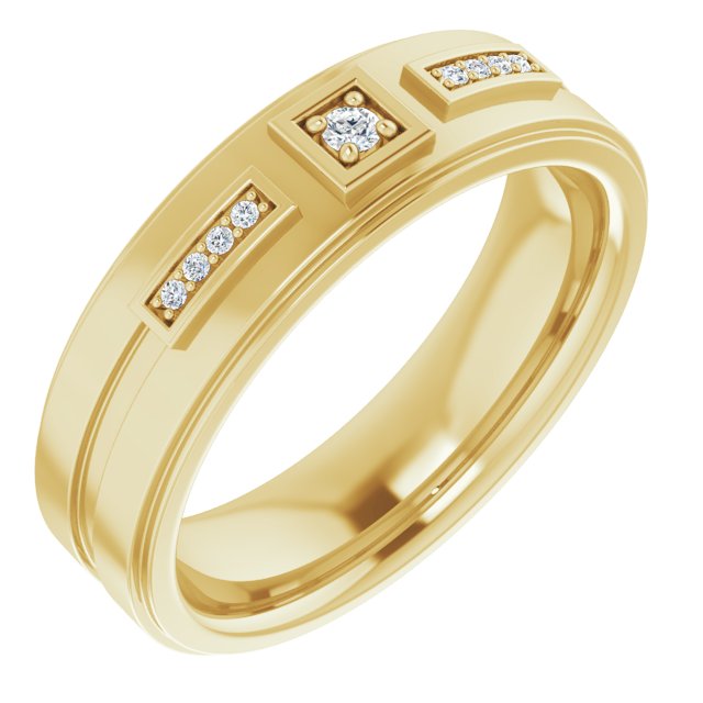 14K Yellow Gold .06 CTW Natural Diamond Mens Band