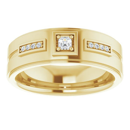 1/6 CTW Natural Diamond Mens Band, 7.39 mm
