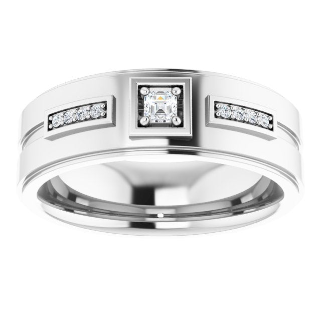 1/6 CTW Natural Diamond Mens Band, 7.39 mm