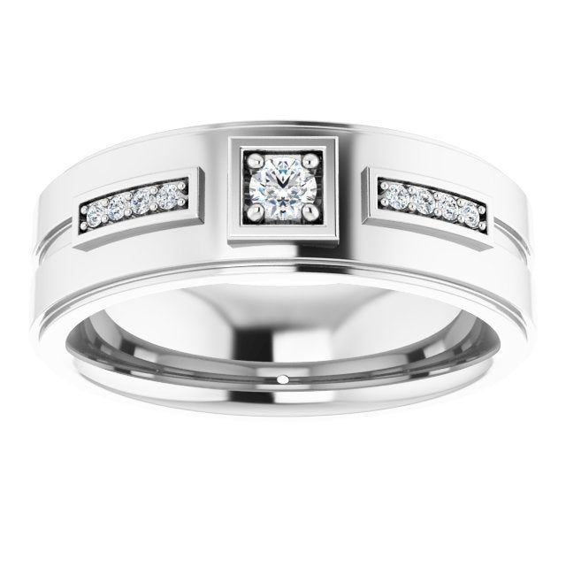 1/6 CTW Natural Diamond Mens Band, 7.39 mm