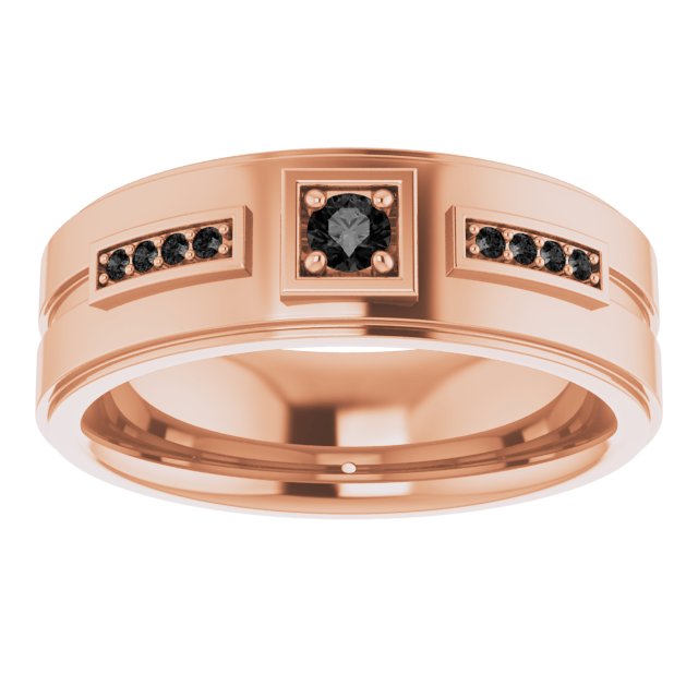 14K Rose Gold 1/5 CTW Natural Black Diamond Band
