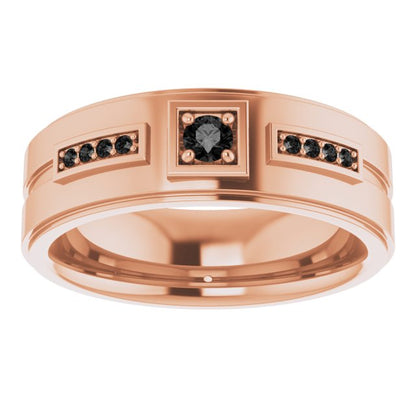 14K Rose Gold 1/5 CTW Natural Black Diamond Band