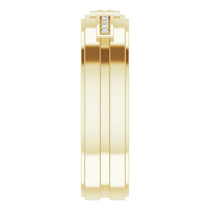 14K Yellow Gold .06 CTW Natural Diamond Mens Band