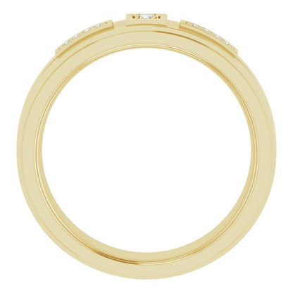 14K Yellow Gold .06 CTW Natural Diamond Mens Band