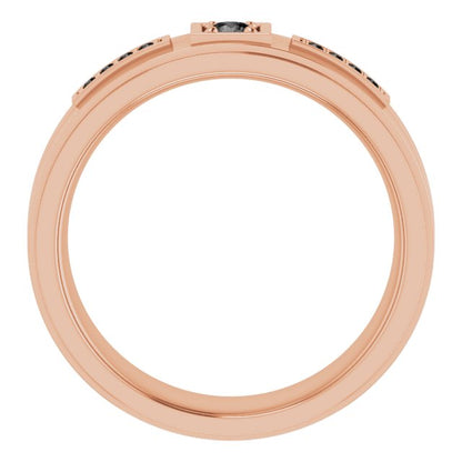 14K Rose Gold 1/5 CTW Natural Black Diamond Band