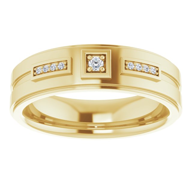 14K Yellow Gold .06 CTW Natural Diamond Mens Band