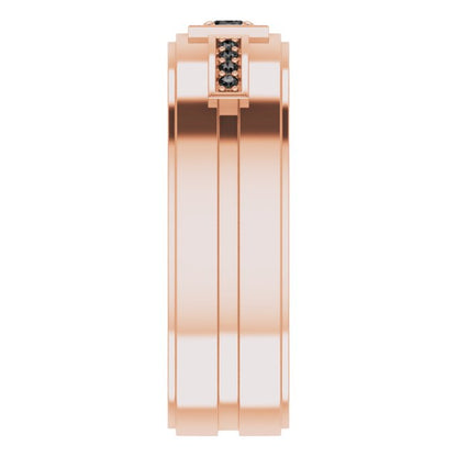 14K Rose Gold 1/5 CTW Natural Black Diamond Band