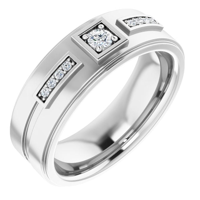 1/6 CTW Natural Diamond Mens Band, 7.39 mm